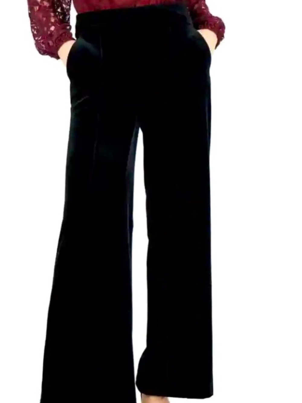 INC International Concepts Black Velvet High-Rise Wide Leg Pants